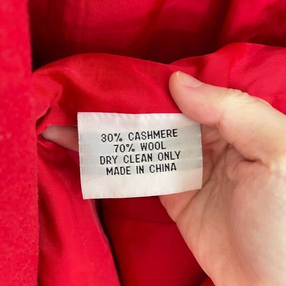 Women Cashmere Boutique Cashmere Wool Blend Pea Coat Mid Length Red Size 4 - Picture 11 of 13